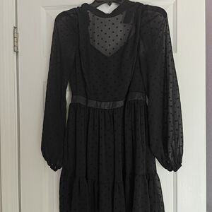 SHEIN Black Sheer Polka Dot Mini Dress